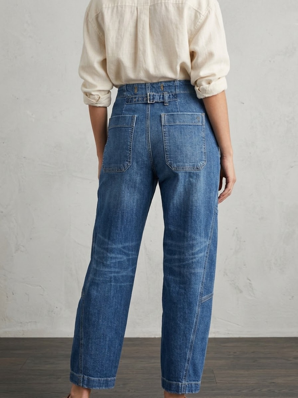 Pilcro Anthropology Barrel Cinch Back Exposed Button Fly High Rise Jeans Size 27
